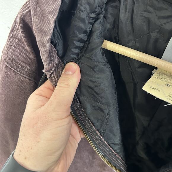 Vintage Carhartt Quilted Hooded Jacket “Burgundy/Wine” J06 - Picture 12 of 13